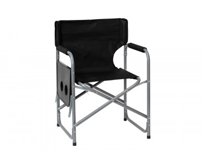 BLNK Benjamin Folding Director's Camping Chair with Side Table and Cup Holder - Black