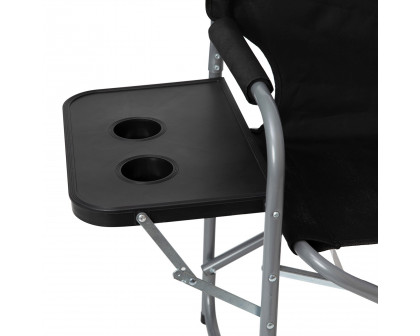 BLNK Benjamin Folding Director's Camping Chair with Side Table and Cup Holder - Black