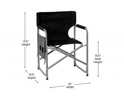 BLNK Benjamin Folding Director's Camping Chair with Side Table and Cup Holder - Black