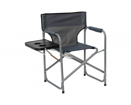 BLNK Benjamin Folding Director's Camping Chair with Side Table and Cup Holder - Gray