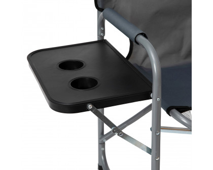 BLNK Benjamin Folding Director's Camping Chair with Side Table and Cup Holder - Gray