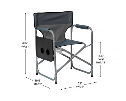 BLNK Benjamin Folding Director's Camping Chair with Side Table and Cup Holder - Gray