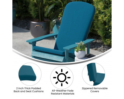 BLNK Charlestown All-Weather Indoor-Outdoor High Back Adirondack Chair Cushions Set of 2 - Teal