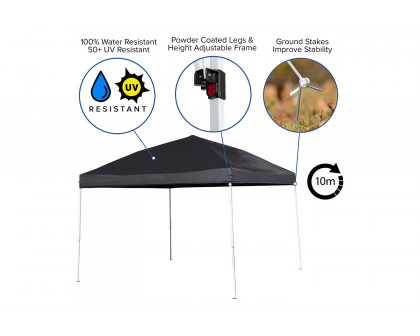 BLNK Harris Outdoor Pop Up Event Slanted Leg Canopy Tent with Carry Bag - Black, 10'W x 10'L