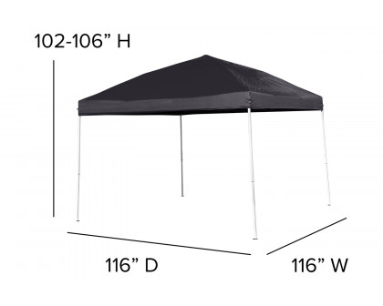 BLNK Harris Outdoor Pop Up Event Slanted Leg Canopy Tent with Carry Bag - Black, 10'W x 10'L