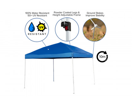 BLNK Harris Outdoor Pop Up Event Slanted Leg Canopy Tent with Carry Bag - Blue, 10'W x 10'L