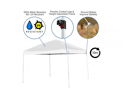 BLNK Harris Outdoor Pop Up Event Slanted Leg Canopy Tent with Carry Bag - White, 10'W x 10'L