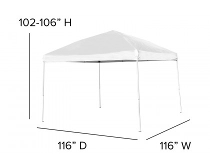 BLNK Harris Outdoor Pop Up Event Slanted Leg Canopy Tent with Carry Bag - White, 10'W x 10'L