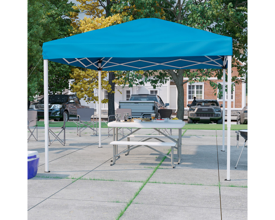 BLNK Knox Pop Up Event Canopy Tent with Carry Bag and Folding Bench Set - Blue