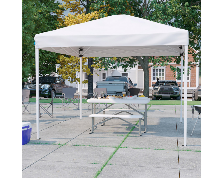 BLNK Knox Pop Up Event Canopy Tent with Carry Bag and Folding Bench Set