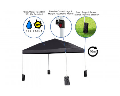 BLNK Harris Pop Up Event Straight Leg Canopy Tent with Sandbags and Wheeled Case - Black