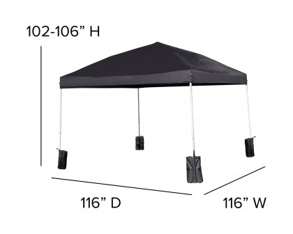 BLNK Harris Pop Up Event Straight Leg Canopy Tent with Sandbags and Wheeled Case - Black