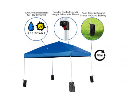 BLNK Harris Pop Up Event Straight Leg Canopy Tent with Sandbags and Wheeled Case - Blue