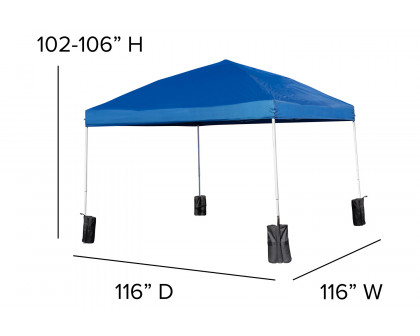 BLNK Harris Pop Up Event Straight Leg Canopy Tent with Sandbags and Wheeled Case - Blue