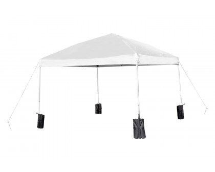 BLNK Harris Pop Up Event Straight Leg Canopy Tent with Sandbags and Wheeled Case - White