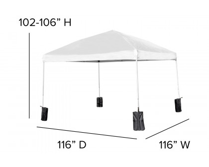 BLNK Harris Pop Up Event Straight Leg Canopy Tent with Sandbags and Wheeled Case - White