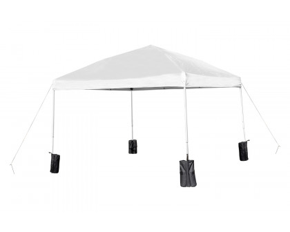 BLNK Harris Pop Up Event Canopy Tent with Wheeled Case and Folding Bench Set - White