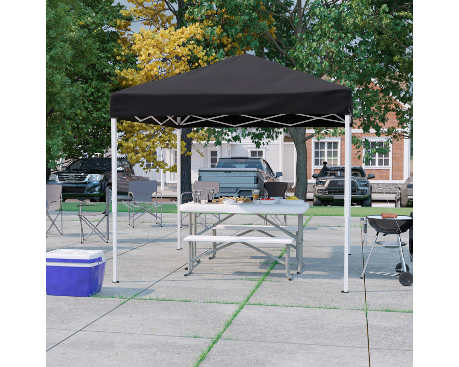 BLNK Harris Outdoor Pop Up Event Slanted Leg Canopy Tent with Carry Bag - Black, 8'W x 8'L