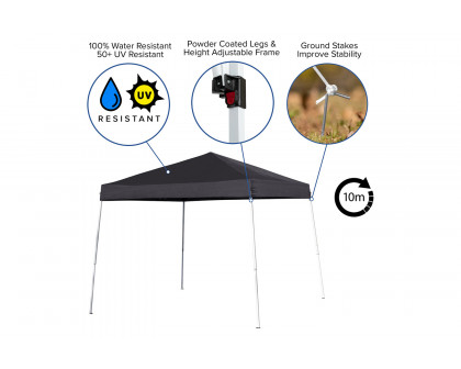 BLNK Harris Outdoor Pop Up Event Slanted Leg Canopy Tent with Carry Bag - Black, 8'W x 8'L