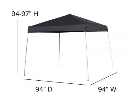 BLNK Harris Outdoor Pop Up Event Slanted Leg Canopy Tent with Carry Bag - Black, 8'W x 8'L