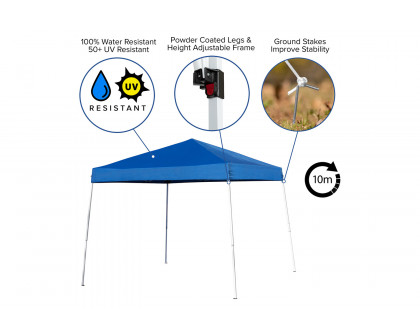 BLNK™ Harris Outdoor Pop Up Event Slanted Leg Canopy Tent with Carry Bag - Blue, 8'W x 8'L