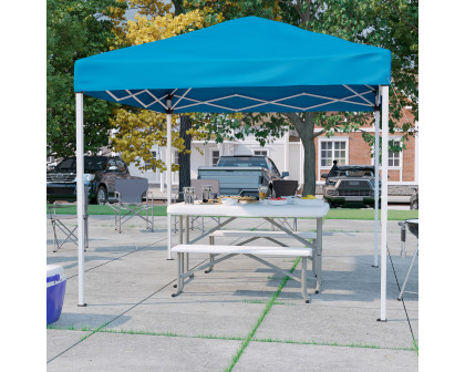 BLNK Kramer Pop Up Event Canopy Tent with Carry Bag and Folding Bench Set