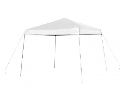 BLNK Kramer Pop Up Event Canopy Tent with Carry Bag and Folding Bench Set - White