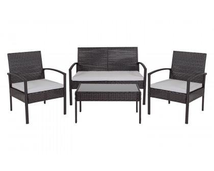 BLNK - Aransas Series Black Patio Set with Steel Frame and Gray Cushions 4 Piece