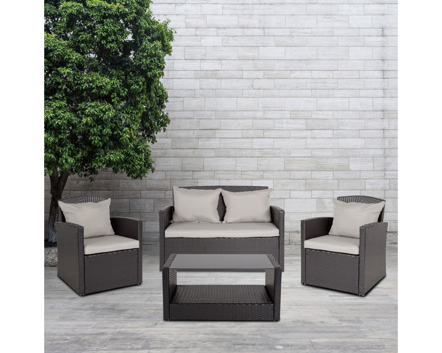 BLNK - Aransas Series Black Patio Set with Gray Back Pillows and Seat Cushions 4 Piece