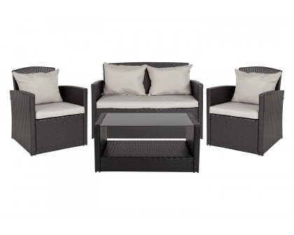 BLNK - Aransas Series Black Patio Set with Gray Back Pillows and Seat Cushions 4 Piece