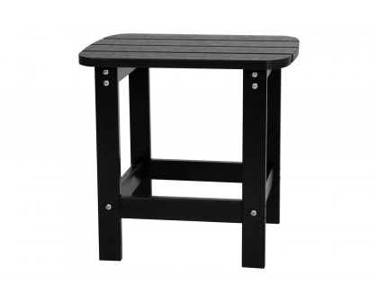 BLNK Charlestown Commercial All-Weather Poly Resin Wood Adirondack Side Table - Black