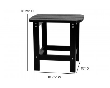 BLNK Charlestown Commercial All-Weather Poly Resin Wood Adirondack Side Table - Black