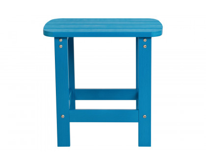 BLNK Charlestown Commercial All-Weather Poly Resin Wood Adirondack Side Table - Blue