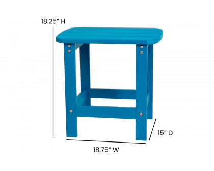 BLNK Charlestown Commercial All-Weather Poly Resin Wood Adirondack Side Table - Blue