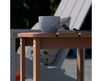 BLNK Charlestown Commercial All-Weather Poly Resin Wood Adirondack Side Table - Natural Cedar