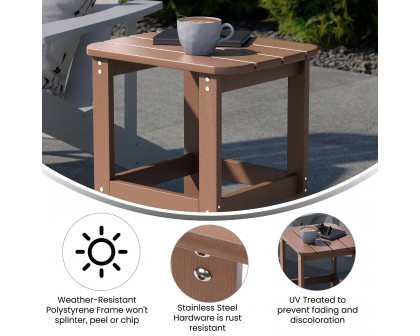 BLNK Charlestown Commercial All-Weather Poly Resin Wood Adirondack Side Table - Natural Cedar