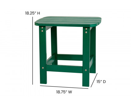 BLNK Charlestown Commercial All-Weather Poly Resin Wood Adirondack Side Table - Green