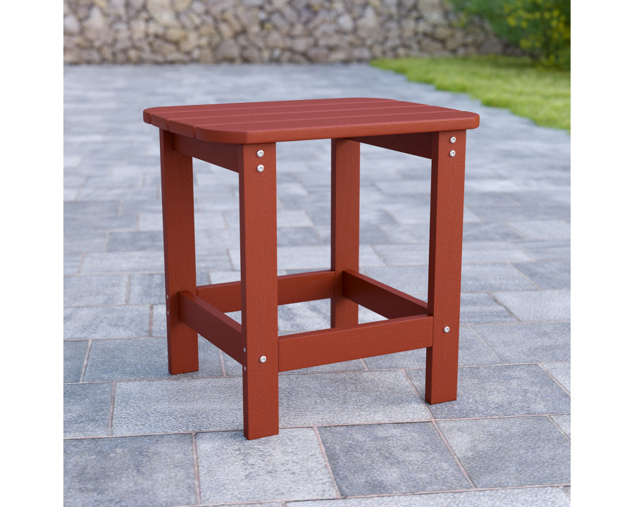 BLNK Charlestown Commercial All-Weather Poly Resin Wood Adirondack Side Table - Red