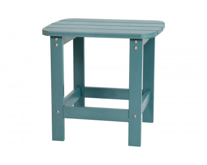 BLNK Charlestown Commercial All-Weather Poly Resin Wood Adirondack Side Table - Teal