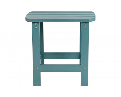 BLNK Charlestown Commercial All-Weather Poly Resin Wood Adirondack Side Table - Teal