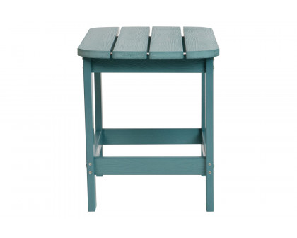 BLNK Charlestown Commercial All-Weather Poly Resin Wood Adirondack Side Table - Teal