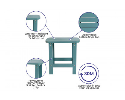 BLNK Charlestown Commercial All-Weather Poly Resin Wood Adirondack Side Table - Teal