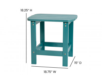 BLNK Charlestown Commercial All-Weather Poly Resin Wood Adirondack Side Table - Teal