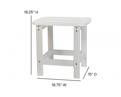 BLNK Charlestown Commercial All-Weather Poly Resin Wood Adirondack Side Table - White