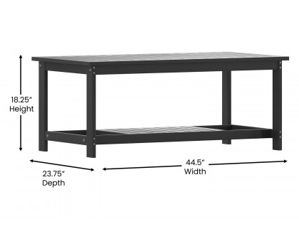 BLNK Charlestown Commercial All-Weather Poly Resin Wood Two Tiered Adirondack Slatted Coffee Conversation Table - Black