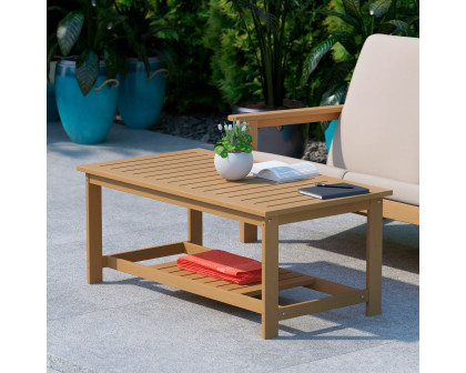 BLNK Charlestown Commercial All-Weather Poly Resin Wood Two Tiered Adirondack Slatted Coffee Conversation Table