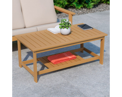 BLNK Charlestown Commercial All-Weather Poly Resin Wood Two Tiered Adirondack Slatted Coffee Conversation Table - Cedar