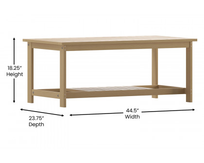 BLNK Charlestown Commercial All-Weather Poly Resin Wood Two Tiered Adirondack Slatted Coffee Conversation Table - Cedar