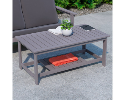 BLNK™ Charlestown Commercial All-Weather Poly Resin Wood Two Tiered Adirondack Slatted Coffee Conversation Table - Gray