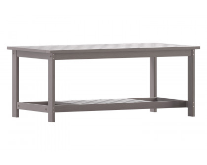 BLNK™ Charlestown Commercial All-Weather Poly Resin Wood Two Tiered Adirondack Slatted Coffee Conversation Table - Gray